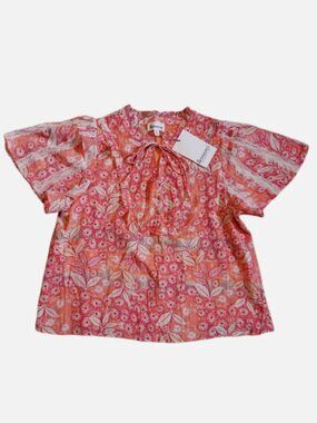 &merci Women's Short Sleeve Top Small Round Neck Floral Print Multi-Color NWT